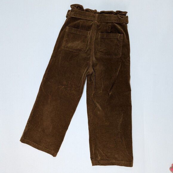 TGLA Small Brown Belted Corduroy Wide Leg Capris pants - Picture 4 of 9